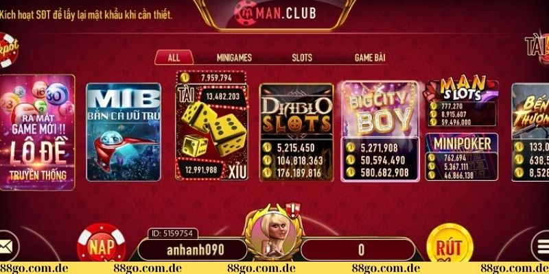 Những game bài hot nhất Man Club